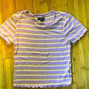 Small, Wild Fable, Purple Striped Shirt, Lettuce Trim